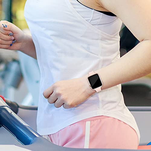 Image of Thin Slim Band Compatible with Apple Watch 38mm 40mm 41mm 42mm 44mm 45mm 46mm 49mm, Replacement Silicone Sport Strap for iWatch Series 11 /10 /9 /8 /7 /6 /5 /4 /3 /2 /1 Ultra SE Women Men, Pink Sand