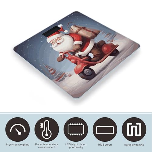 Báscula digital para baño con diseño de Santa Claus en scooter miniatura 3