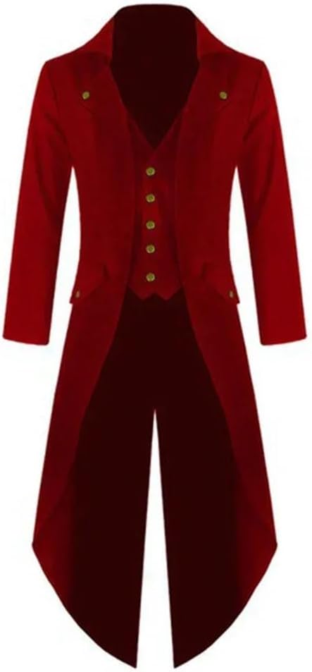 Mens Steampunk Medieval Tailcoat Jacket Gothic Windbreaker Coat Cape Fashion Cloak Jacket Victorian Frock Coat
