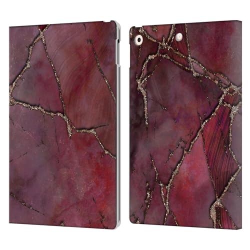 Étui Portefeuille Apple iPad 10.2 en Cuir LebensArt Rouge Marbre