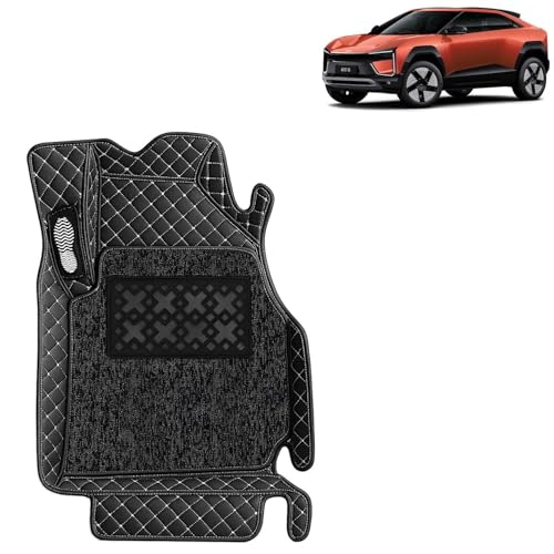 Image of KINGSWAY Accessories Premium 7D Car Foot Mats Only Compatible with Mahindra BE 6 (Year 2025 Onwards) All Model, Set of 3 Pcs, 100% Waterproof & Washable Luxury 7D Car Floor Mats, Classic Black