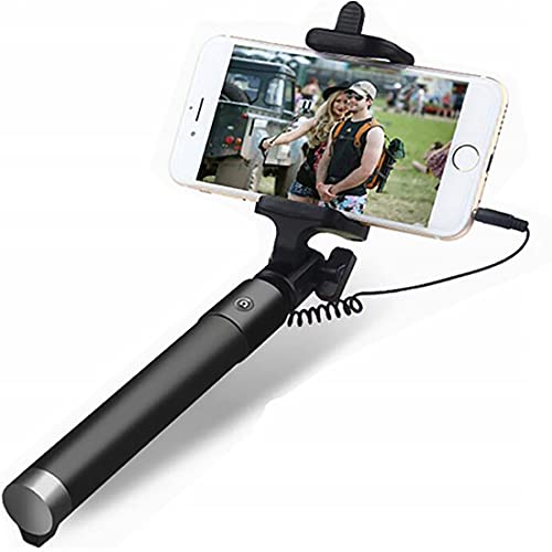 Retoo Perche à Selfie Extensible 78 cm avec trépied Rotatif à 360 °, antidérapant avec poignée et Zone de préhension 90 mm, monopad pour Self Portrait, iOS, Android, Smartphone, Noir