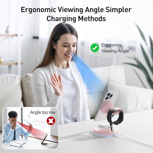 2025 3 in 1 Charging Station Compatible with Mag-Safe Charger Wireless Charger S - Photo 24 sur 37