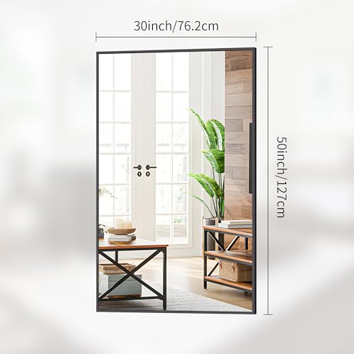 Image of DESBING Black Bathroom Mirror for Wall, 30x50 Inch Rectangle Mirrors with Metal Frame, Modern Vanity Wall Mirror Decor for Entryway Hangs, Bathroom Living Room Horizontal or Vertical