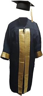 طقم تخرج روب بالكاب - دهبى، ساتان، مقاس موحد، أسود