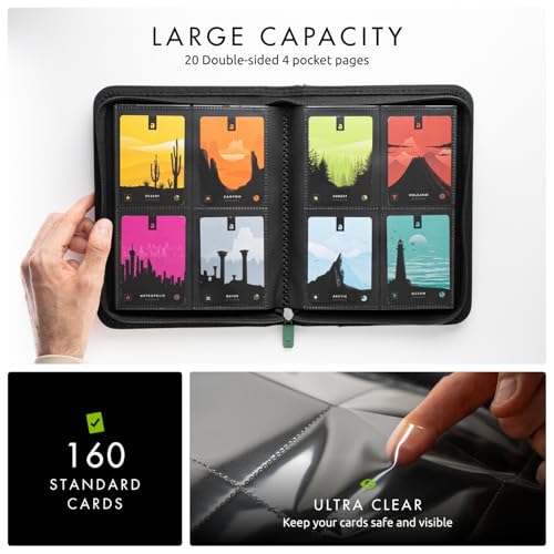 Image of Vault X 4 Pocket Zip Binder, 160 Cards, Exo-Tec Material, 20 Side-Loading Pages (Green)