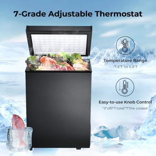 Image of Electactic Chest Freezer 3.0 Cubic Feet Compact Freezer with 2 Removable Baskets, Free Standing Top open Door Deep Freezer, Adjustable Temperature for Home Dorm, Bar, Basement, Kitchen