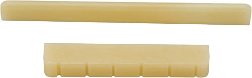 Miniatura 2 de Miwayer Puente de guitarra clásica hueso sin blanquear 6 cuerdas sillín y tuerca hecho de hueso natural real (puentes clásicos, 1 par)