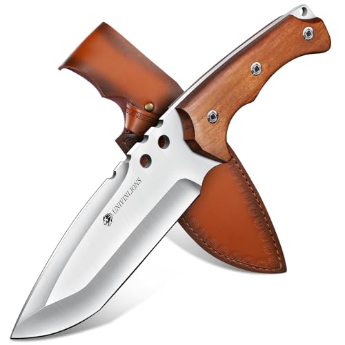 univinlions Bushcraft Messer Outdoor -Jagdmesser Feststehende Klinge mit Lederscheide Hochbelastbar...