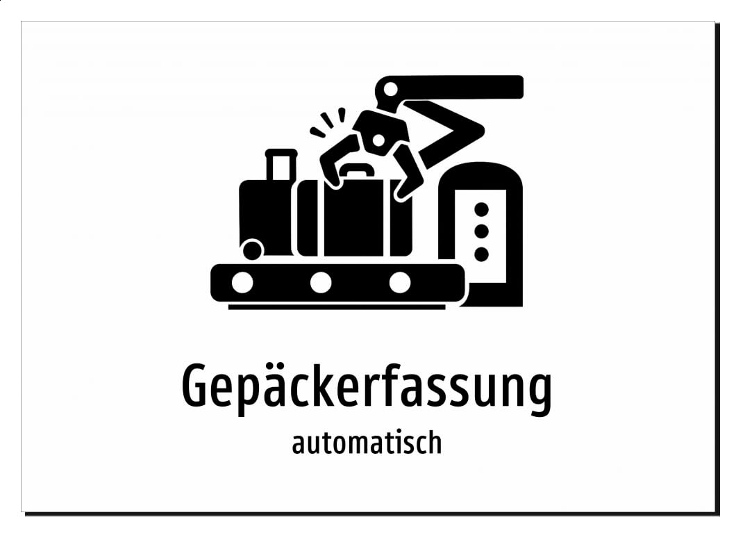 31587-DE-S-09 | Gepäckerfassung - automatisch | Aluminiumschild A2, 594 x 420mm | mit Symbolgrafik und Text