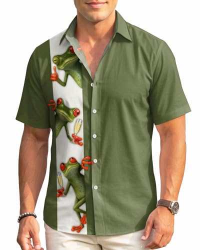 Image of 99TIMORO Fathers Funny Mens Hawaiian Shirt, Movie Button Down Short Sleeve Top, Father Day Summer Gifts