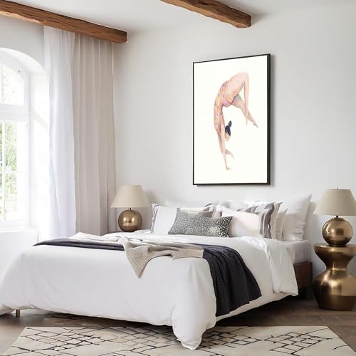 Póster de gimnasta dibujada a mano en lienzo grande de 70x100cm moderno sin marco