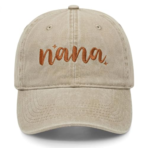 Nana Grandma Nonna Hat for Women - Adjustable Washed Baseball Caps - Perfect Grandma Gift for Everyday Wear