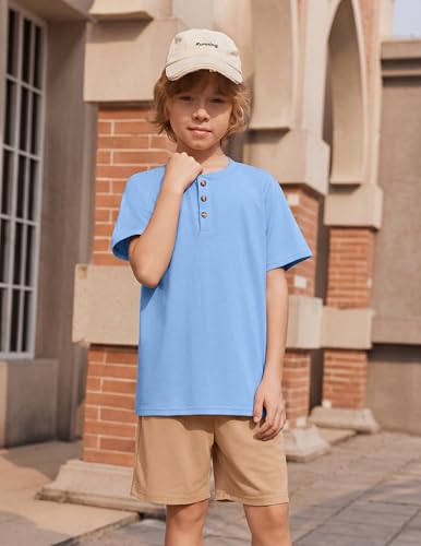 Image of Arshiner Boy's Textured Button Up Shirt and Shorts Set 2 Piece Summer Beach Outfit for 5~12 Years Kids