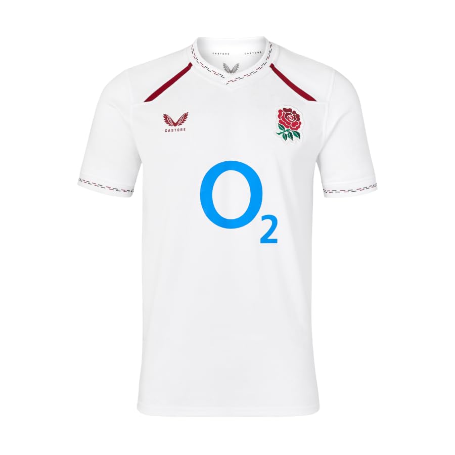 Castore England Rugby Men's Home Replica Short Sleeve Shirt, White, 4XL