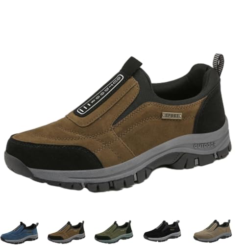 Mens Hiking Shoes Outdoor Trekking Casual Sneakers Non-Slip Comfy Arch Support Orthopedic Walking Shoes for Balance