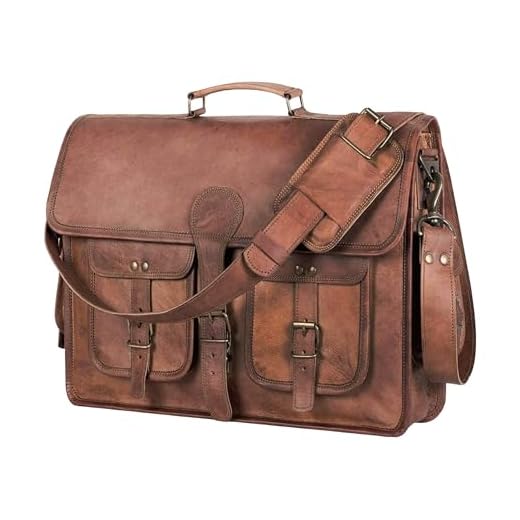 Will leather goods men's messenger bag Large Vintage Leather Briefcase Bag