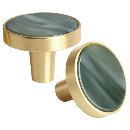 4 Stück Kommodenknöpfe Messing Schrankknöpfe Dekorative Schubladenknöpfe Möbelknöpfe Kleiderhaken Moderne Knöpfe Türgriffe Möbelgriff für Schrank Schublade Küche, 27mm (Grün)