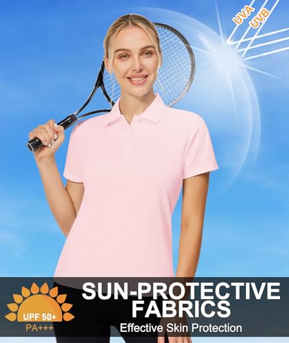 Image of Casei Womens Shorts Sleeve Polo Golf Shirts Quick Dry UPF 50+ Tennis Pickleball Top Collared Casual Work Athletic Shirts