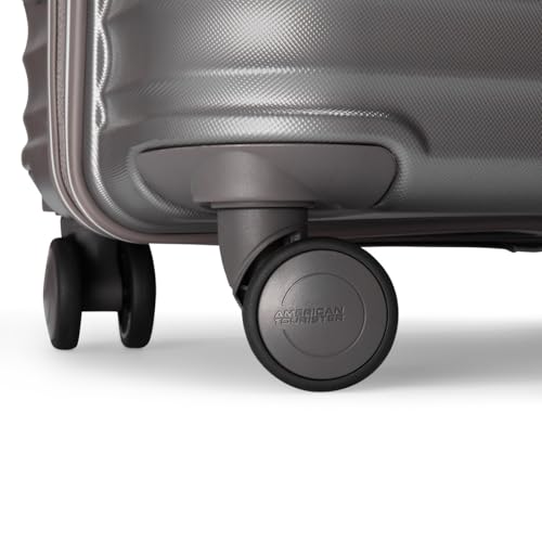 Image of American Tourister Travix | Check-in Trolley Bag (67 cm) | 360 8 Wheel Travel Luggage | Hard Case Polycarbonate Suitcase | Recessed Combination Lock | Grey