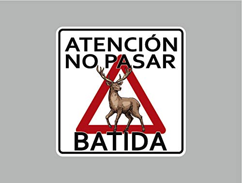 Oedim Pack 10 Señal de Atencion Batida Ciervo | 40x40cm | Finca Privada, Coto Privado, Caza Activa | Señaletica en Material Aluminio Blanco Resistente de 3mm | Duradera y Económica