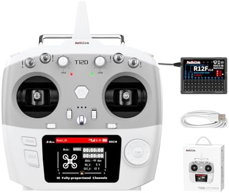 Radiolink T12D 12 Channels RC Transmitter and R12F Receiver, ELRS Long-Range Module Support, 2.4GHz Remote Radio Controller for RC Airplane, Drone, Car, Boat and More (Mode 2)