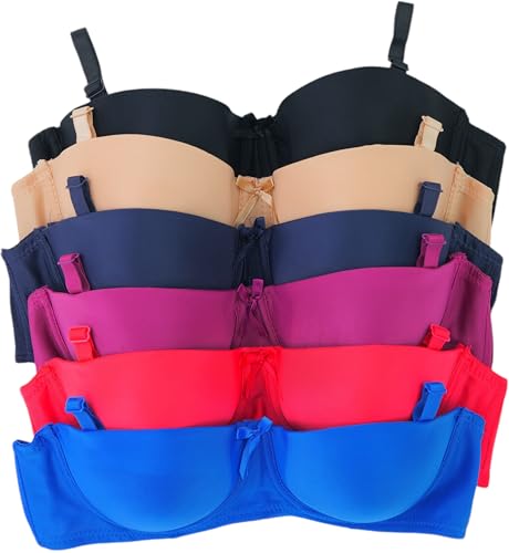 Image of ToBeInStyle Women's Pack of 6 Padded Assorted Styles Supportive Bras Cup Size - A to DDD