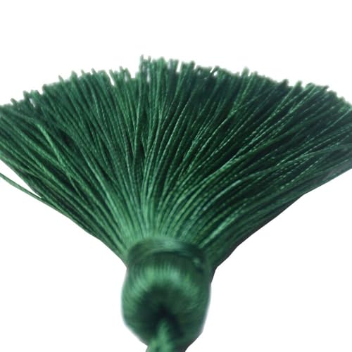 Image of Makhry 20pcs 4.3 Inch Handmade Silky Floss Mini Tiny Craft Tassels with 2-Inch Cord Loop and Small Chinese Knot for Earrings, Souvenir, Bookmarks, DIY Craft Accessory,Tags (#27Green Black)