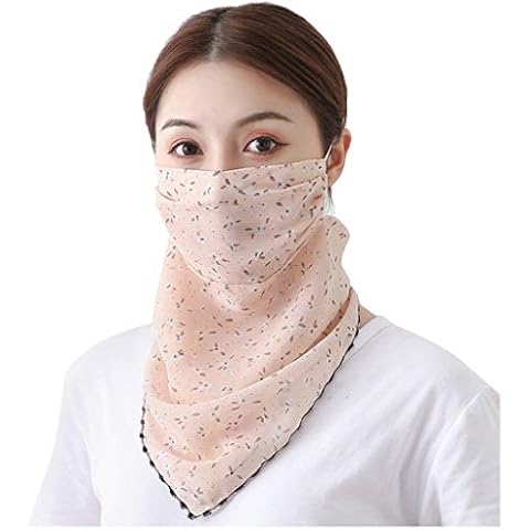 Lulupi Damen Halstuch Gesichtsmaske Multifunktionstuch Chiffon Atmungsaktiv Mund-Tuch Kopftuch Funktionstuch Sommer Elegant Schal Dreieckstuch Outdoor Face Shield UV Schutz Cover