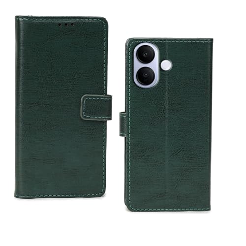 Image of amazon basics Vivo V60 Lite 5G Flip Cover | Card Pockets Wallet & Stand | Flip Cover for Vivo V60 Lite 5G (Green)