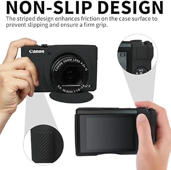 Easy Hood Case for Canon G7 X Mark III Camera,Silicone Cover,Classic Black