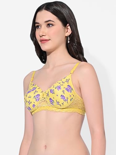 Image of FIMS - Fashion is my style Women Cotton Blend Padded Non-Wired Everyday Bra Pack of 1 Cup- B Multicolor