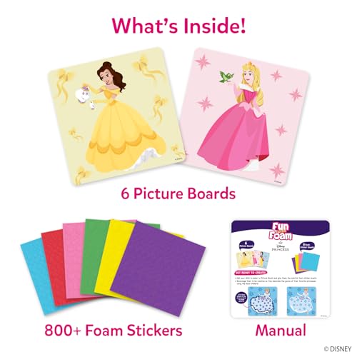 Image of Skillmatics Foam Sticker Art - Disney Princess, 800+ 3D Foam Stickers, Mess-Free Fun for Kids, DIY Felt Craft Kits, Gifts for Fans of Cinderella, Belle, Rapunzel, Ages 3, 4, 5, 6, 7