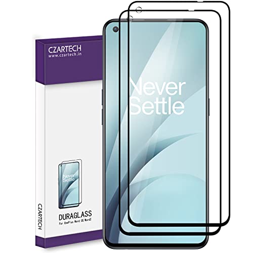 CZARTECH Tempered Glass Screen Guard for OnePlus Nord 2T | Oneplus Nord CE 5G | Oneplus Nord 2 Screen Protector Edge to Edge Coverage with Easy Cleaning Kit (Transparent, Pack of 2)