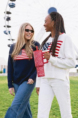 Image of Simple Modern 4th of July 40 oz Trek Tumbler with Handle and Straw Lid | Cup Holder Friendly Insulated Stainless Steel Travel Mug | Star Speckled Banner
