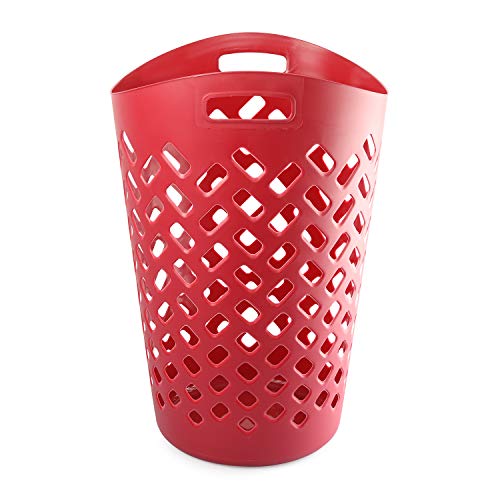 Image of Cello Flexi Multipurpose Plastic Laundry Basket, Maroon, 50 Ltrs | Lightweight and Portable | Storage Organizer | Convenient Handling | Useful For Storing Clothes, Toys, Books