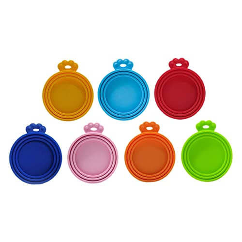Parliky 7pcs Convenient Cat Food Can Lids Wear-Resistant Silicone Covers for Wet Food