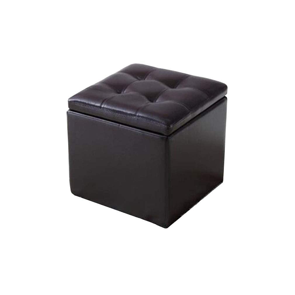 Tabouret de Salon Coffre Capitonné en Cuir PU Repose-Pieds Carré