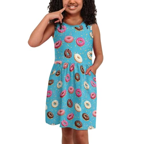 Girls Crewneck Soft Flowy Loose Print Sundress for Beach Party Birthday Cute Summer A Line Mini Dresses3