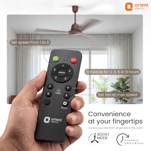 Image of Orient Electric Apex Swift 1200mm BLDC Ceiling Fan with Remote | BEE 5 Star Rated | High Speed, Energy Saving Motor | 210 CMM Air Delivery | Inverter Compatible | 3 Year Warranty by Orient |Clay Brown
