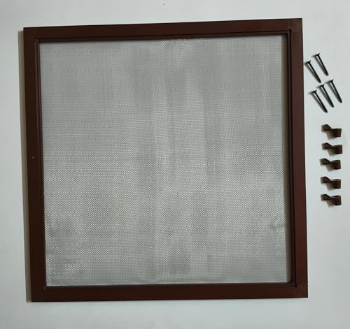 Image of Wall Exhaust Fan Cover|Aluminium Frame and SS mesh(Grade 304,) Mosquito Net with Stopper and Screws|to Prevent from Mosquito's,Cocroach,Insects(Size -18 * 18 Inch) (Color-Golden Brown)