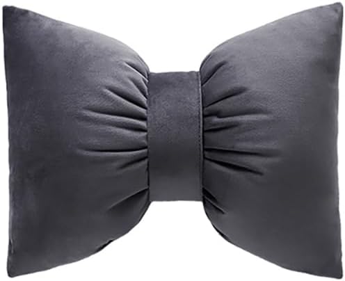 Velvet Bowknot Car Headrest Pillow & Home Throw Pillow Plush Cushion Decorative Pillow (Pink, M)
