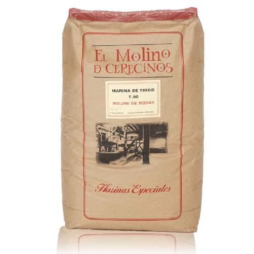 Harina de Trigo T.80 | Molida en Molino de Piedra | Fuerza Panadera W 200-250 | Especial para Pan y Pizza | Para Apasionados del Pan Artesanal | Ofrece Textura Delicada y un Sabor Profundo | 25kg