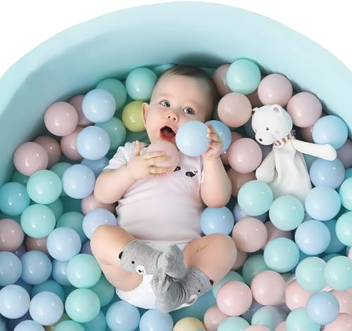 Image of TRENDBOX Ball Pit Balls 100 - Macaron Colors Pit Balls Non-Toxic Free BPA Soft Plastic Balls for Ball Pit Play Tent Baby Playhouse Pool Birthday Party Decoration