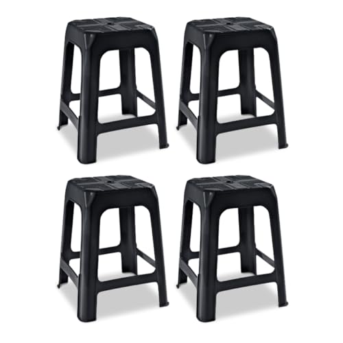 Kit 4 Banqueta Banco Preto 45 cm Plástica Até 70kg