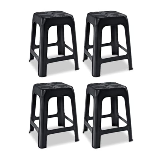 Kit 4 Banqueta Banco Preto 45 cm Plástica Até 70kg