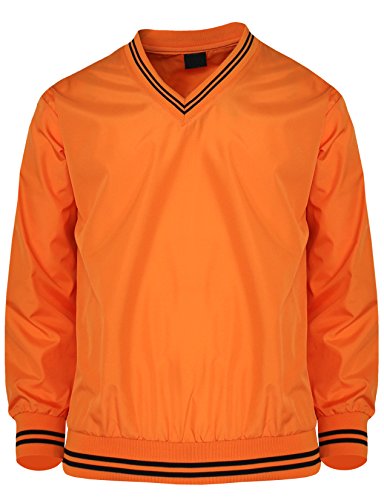 Bcpolo Men's V Neck Golf Wind Shirt Athletic Windbreaker V Neck Shirt Orange S #TOP1