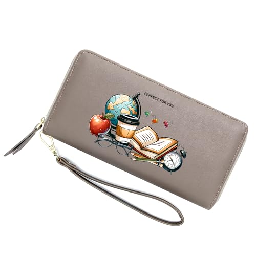 PFY Personalized Pocket-sized Womens Long Wallet PU Leather RFID Blocking Leather Zip Around Wallet 1053a