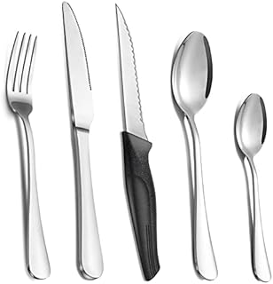 20 Piece Cutlery Set, Pleafind 16 Piece Cutlery Set with 4 Steak Knives, Silverware Set Service for 4, Stainless Steel Knife and Fork Set, Mirror Polished Flatware Set, Dishwasher Safe