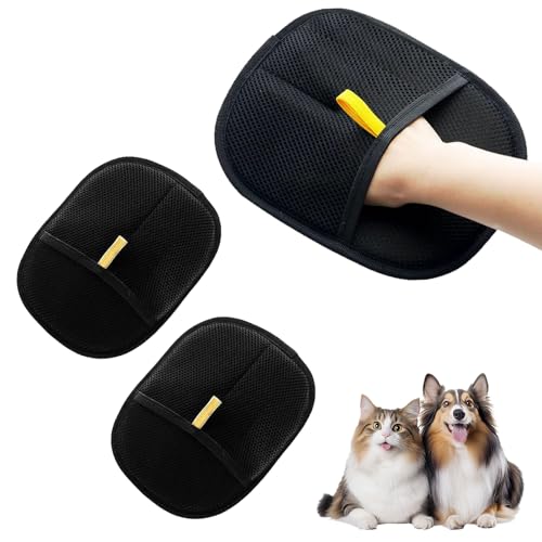 2 Pcs Guantes de Eliminación Estática de Pelo de Mascotas, Double Sided Removedor de Pelo de Reutilizable para Gatos y Perros, Guante Magnético para Eliminar El Pelos for La Ropa, Sofas, Carpets